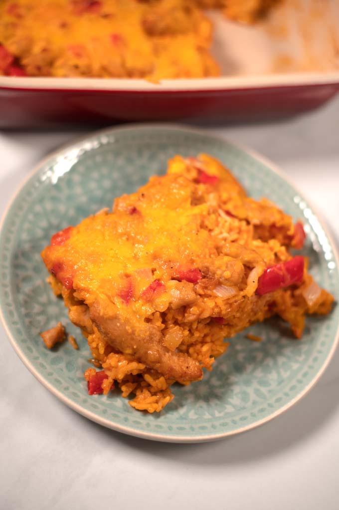 Closeup of a serving of Arroz Imperial.