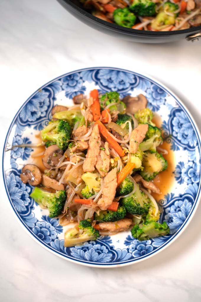 Closeup of a serving of Chinese Chop Suey.