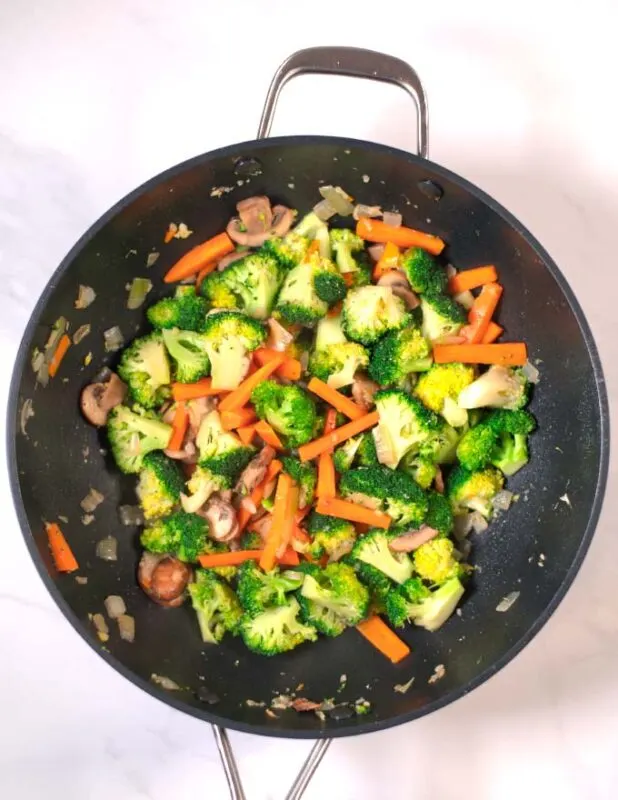 Firm vegetables as they have been cooked.