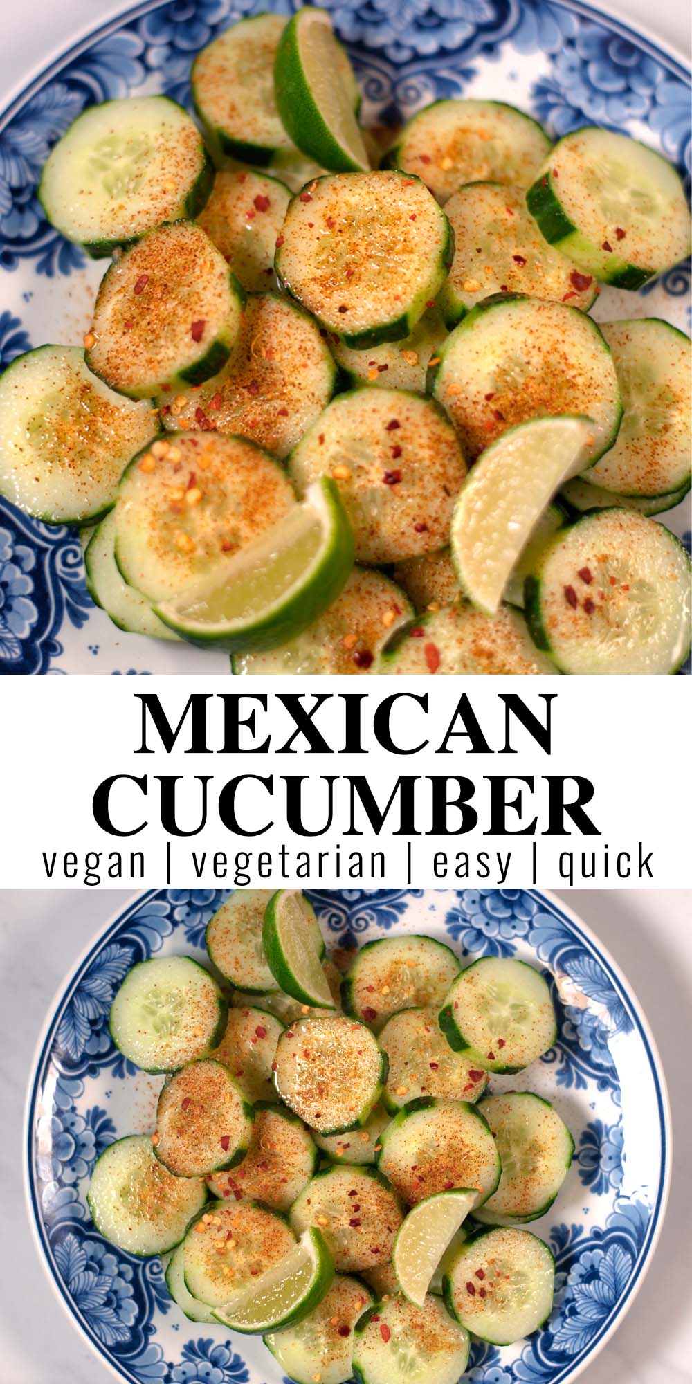 Collage of two photos of Mexican Cucumber with recipe title text.