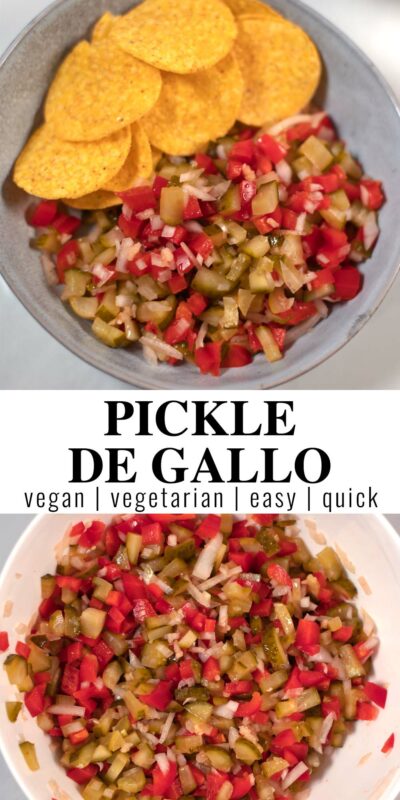 Collage of two photos showing Pickle de Gallo with recipe title text.