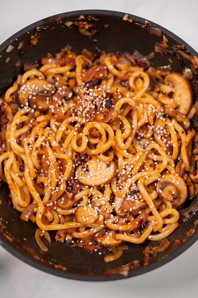 Closeup of Simple Udon Noodles