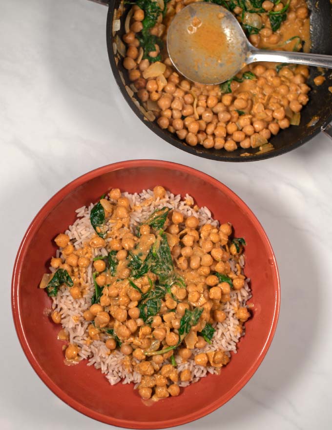 A serving of Vegetarian Yellow Thai Curry with rice.